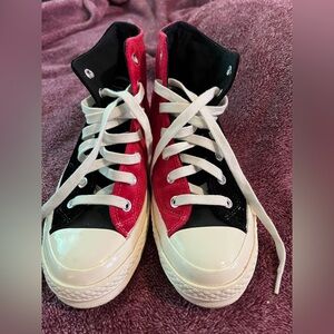 Converse Red and Black High-Top Sneakers